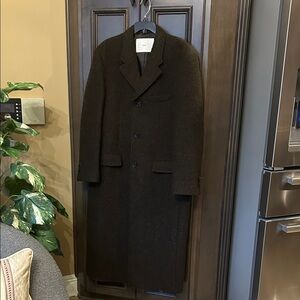 DUNST Unisex 2-Way 3 Button Boucle Wool Coat in Dark Brown